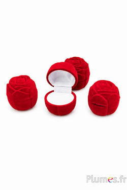 Roosvormig ringdoosje - 4 x 4 cm - rood-wit